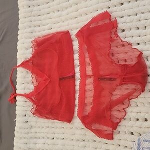 Sheer Red Two Piece Lingerie